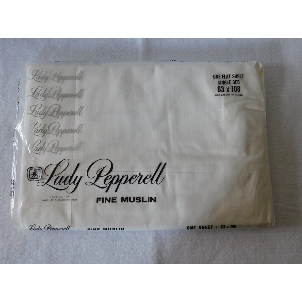 Vintage Lady Pepperell Fine Muslin Cotton Percale Flat Sheet 63 x 108
